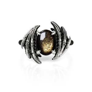 Bague de protection Jeulia en obsidienne naturelle dorée effet œil de démon - Product Image 6
