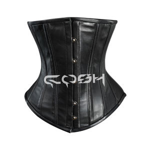 Corset sous-poitrine en cuir noir avec baleines en acier pour le modelage de la taille |   Achetez maintenant - Product Image 5