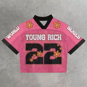 Premium Quality Streetwear Wholesale <b>Mesh</b> American Football Uniforms Custom Crop Men's Oversized Jersey Shirts For All Sizes - Product Image 4