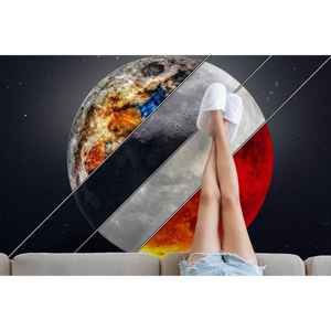 Alfombra Estampada con la Luna en Diferentes Fases - Alfombras Estrelladas, Alfombra de Chenilla - Product Image 1