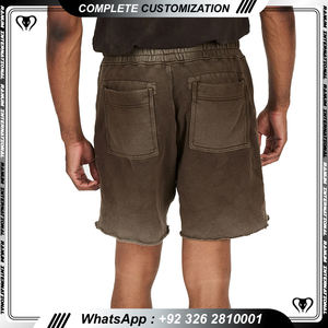 Custom Vintage Sweat Sun Faded Stone Wash Shorts Pantalones cortos de lavado ácido de impresión personalizada para los hombres - Product Image 6
