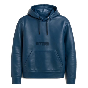 Sudadera con Capucha para Hombre, Estilo Cuero, Color Sólido, Bolsillo Frontal, Ropa Casual Urbana - Product Image 1