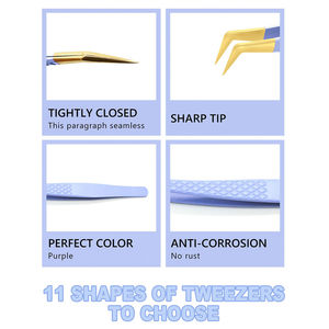 Pinzas de extensión de pestañas de acero inoxidable de moda de alta calidad Herramientas de artista de maquillaje fáciles de usar con múltiples opciones - Product Image 4
