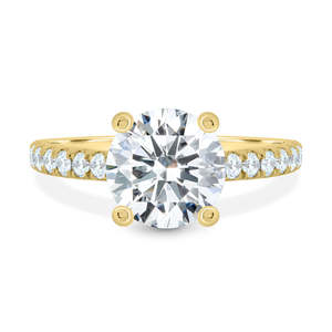 Hidden Halo Lab Grown Diamond Clouté Luxueux Mariage Fiançailles 14K Or Jaune Massif Rond Brillant Solitaire 4 Griffe Anneaux - Product Image 2