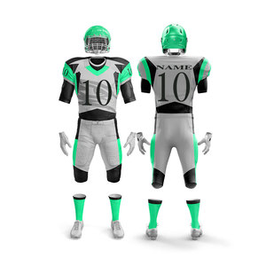 Conjunto de Uniforme de Fútbol Americano Personalizable con Estampado Sublimado, Jersey de Poliéster de Manga Corta con Cuello en V y Absorción de Humedad para Hombre - Product Image 4