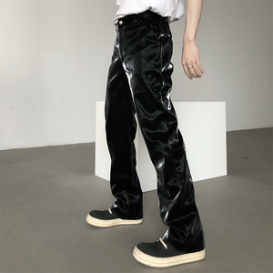 Pantalon en cuir à fermeture éclair de couleur unie pour hommes 100% pantalon en cuir véritable au meilleur prix - Product Image 2