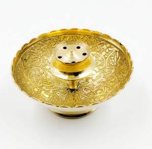 ที่วางธูปทองเหลืองแผ่นเหล็กกลมสำหรับ Puja - Product Image 3