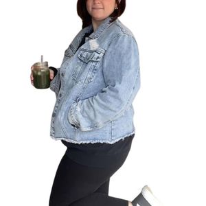Chaqueta vaquera azul de gran tamaño con botones de manga larga para mujer - Product Image 5