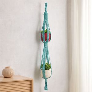 Jardinière murale en macramé faite à la main | Support de pot suspendu en coton naturel pour pots de 6 à 12 pouces | Cintre pour plantes Boho d'intérieur et d'extérieur - Product Image 1
