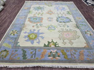 Alfombra de nudo de alta calidad moderna de 9x12 pies de lana India hecha a mano turca Oushak juego de alfombras para pasillo, oración y sala de estar - Product Image 4