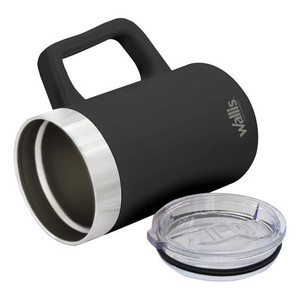 Bicchiere in Acciaio Inossidabile 590 Ml Nero Opaco con Protezione Antispruzzo Scorrevole - Product Image 3