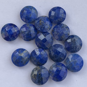Piedra de Lapislázuli Azul Natural de 10 mm y 12 mm, Corte Redondo en Forma de Tablero de Ajedrez, Gema Suelta para la Fabricación de Joyas, Venta al por Mayor a Granel, Calidad AAA - Product Image 2