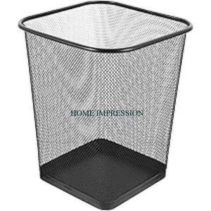 Diseño de malla de alambre Forma cuadrada de hierro sólido Cubo de basura y basura Estándar Nueva llegada Cubo de basura de metal de color negro para venta al por mayor - Product Image 1