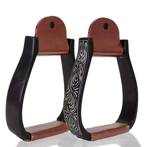 Estribos Resistentes para Montar a Caballo, Estribos de Aluminio y Cuero para Equitación, Carreras de Barriles, Senderismo, Rodeo, Ajuste Seguro - Product Image 1