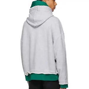 Sweat à capuche oversize à coupe ample, style personnalisé, nouveau style, 450 GSM, 100% coton molletonné, doublé, lavé, effet délavé, coupe courte pour homme - Product Image 2