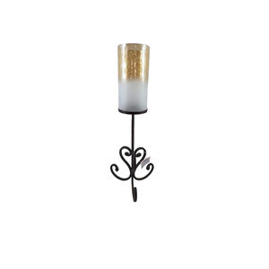 Soporte de pilar de vela de metal y vidrio decorativo relámpago soporte de vela martillado de cobre para decoración de hogar y boda - Product Image 1