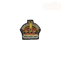 Écusson brodé Zari 3D personnalisé couleur Couronne Emblème Patch à coudre avec épingle de sûreté en métal Style classique Marque Dada Chiragh