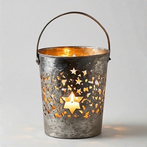 BrightPine Holiday Charm Cast Aluminum Candle Holder Snowy Finish Accent <b>Piece</b> for Festive Tables and <b>Mantels</b> - Product Image 1
