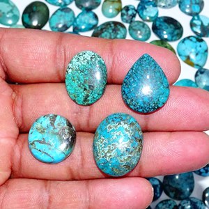 Pierre précieuse en vrac de Turquoise tibétaine naturelle de haute qualité Multi forme et taille Cabochon tibétain pierre précieuse en vrac pour la fabrication de bijoux - Product Image 3
