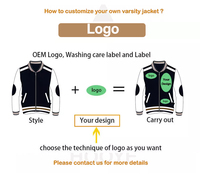 Veste bomber varsity personnalisée OEM avec patch brodé, 2 poches latérales, imperméable et coupe-vent, en toile d'hiver pour hommes et femmes