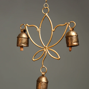 Handcrafted Vintage Design Christmas <b>Bell</b> Ornaments Metal Lotust Copper Coated Wind <b>Chimes</b> for Home Decor - Product Image 4