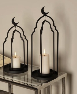 Lanternes décoratives de Noël en fer forgé avec motif lune, 2 tailles, pour la décoration intérieure, lanternes modernes faites à la main, vente en gros - Product Image 4