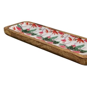 Bandeja de madera para servir diariamente con bandeja de desayuno decorativa con estampado de esmalte para restaurantes y hogar para bodas Fiestas de Diwali - Product Image 3