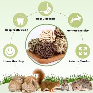 8-Piece Bunny Chew Grass Balls Healthy Teeth Grinding Treats for Rabbits Guinea Pigs Natural Rolling Chew <b>Toys</b> <b>Promotional</b> Pet - Product Image 3