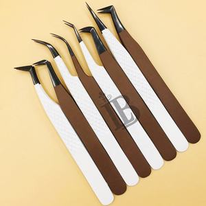 Pince à cils personnalisée pour extensions de cils, courbée à 90 degrés, droite, avec manche à coupe diamantée, pour cils en vison - Product Image 3