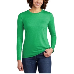 T-shirts à manches longues pour femmes de haute qualité, 95% coton, 5% élasthanne, logo personnalisé imprimé, écologiques, anti-rides, respirants, unis - Product Image 4