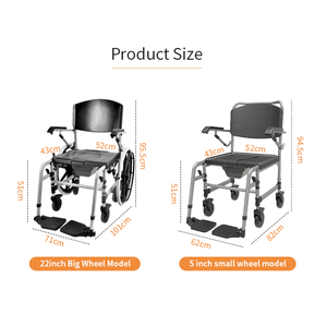 Silla de Ducha Móvil de Aluminio con Asiento de PU y <span class=keywords><strong>Respaldo</strong></span> de PE, Ruedas de 5 Pulgadas, para Hospital y Cuidado en el Hogar, Suministro al por Mayor OEM ODM - Product Image 3