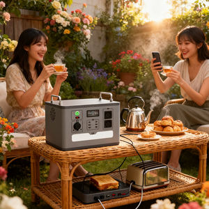 Station d'alimentation portable LiFePO4 2304Wh, onde sinusoïdale pure, générateur solaire 2400W avec lampe de poche de type C, adaptateur secteur - Product Image 6