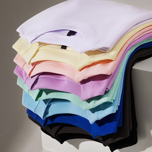 เสื้อยืดผ้าฝ้ายลายนูนขนาดใหญ่สำหรับผู้หญิงและผู้ชายเสื้อยืดแขนสั้นหนา220ก. ดีไซน์โลโก้แบบกำหนดเองสำหรับเสื้อโปโลสีพื้นแบบถัก - Product Image 5