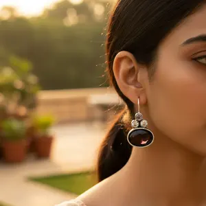 "925 Sterling Silver Fashion Gemstone Drop Earrings for Women's Gift" - Product Image 3