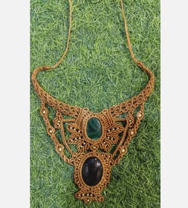 Collar de macramé ajustable tejido Wheal Knowledge para encontrar pequeñas cuentas de latón hechas en la India para regalo de aniversario de Año Nuevo - Product Image 3