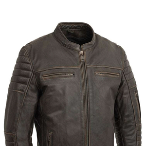 Vente en gros Veste en cuir véritable pour hommes de qualité supérieure respirante Veste en cuir pour hommes entièrement personnalisée avec impression de logo de couleur unie - Product Image 4