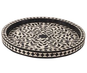 Vente en gros de plateau de service en incrustation d'os au design floral marocain, plateau de service de haute qualité fait à la main et écologique pour la maison, hôtel et restaurant - Product Image 1