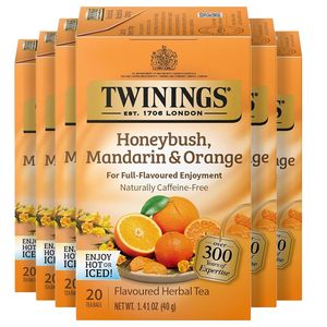 Twinings Honeybush, Mandarin, & Orange Herbal <b>Tea</b> Individually Wrapped Bags, 20 Count (Pack of 6) 120 Teabags - Product Image 1