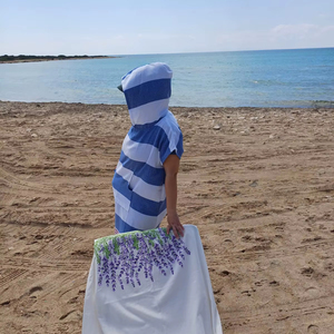 <b>Turkish</b> Cotton Poncho Hooded Colorful Marine Model Quick Drying Water Absorbent Washable Standard Good Quality <b>Beach</b> Pool Spa - Product Image 1