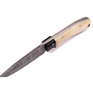 Jexmoo มีดสกินเนอร์เหล็กดามัสกัสทำด้วยมือแบบกำหนดเองพร้อมด้ามจับไม้เรซินและปลอกหนังเหมาะสำหรับเป็นของขวัญในการตั้งแคมป์และล่าสัตว์ - Product Image 6