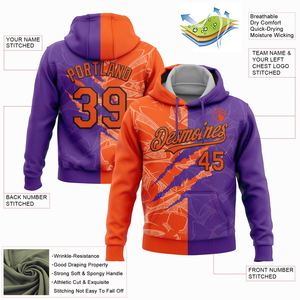 Custom Stitched Graffiti Pattern Orange <b>Purple</b>-Black Scratch Sports Pullover Sweatshirt <b>Hoodie</b> - Product Image 2