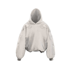 Nouveau sweat à capuche en détresse lavé pour hommes 100% coton français éponge sweats à capuche vierges lavé à l'acide sweat à capuche en relief pour hommes - Product Image 4