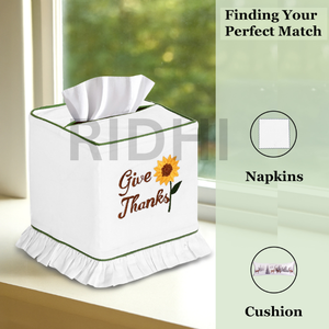 ปลอกกล่องกระดาษทิชชูลายดอกทานตะวัน ดีไซน์คลาสสิก แต่งระบาย ปักลายดอกไม้ ทำด้วยมือ เป็นมิตรกับสิ่งแวดล้อม ทนทาน เหมาะสำหรับใช้ในบ้านและห้องนอน - Product Image 6