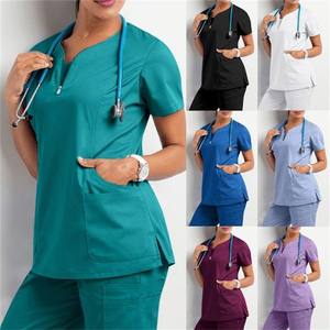 Women's Hospital Medical Nurse <b>Uniform</b> <b>Scrubs</b> Set Woven Fabric V-Neck Top Pants with Pockets <b>Scrub</b> Clothing for Professionals - Product Image 5