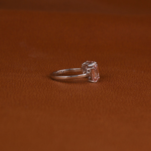 18KT Solid Gold Engagement <b>Ring</b> with Asscher and <b>Emerald</b> Cut Custom Design Lab Grown Pink Diamond Gold Plated and Certified - Product Image 3