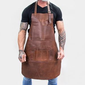 Premium Quality Wholesale Factory Customizable Heavy Duty Cowhide Leather Kitchen Apron Manufacture Adjustable Professional - Product Image 2