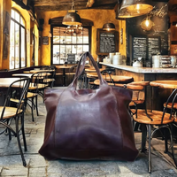 Sac à dos en cuir véritable pratique Moroccan Soul, modèle 062, avec motif lettres MA, idéal pour les voyages