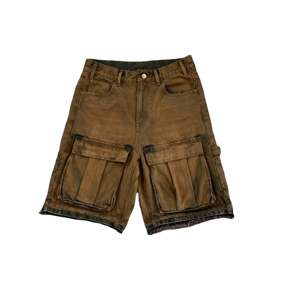 Short décontracté taille haute pour hommes, délavé à l'acide, fabricant de shorts cargo courts d'été pour hommes - Product Image 1