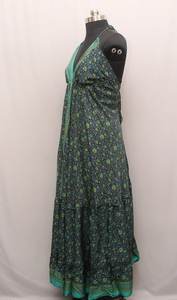 2023 haute qualité dame décontracté imprimé fleuri longue Maxi robe respirant été vacances dos nu en mousseline de soie taille libre tissé modèle - Product Image 6