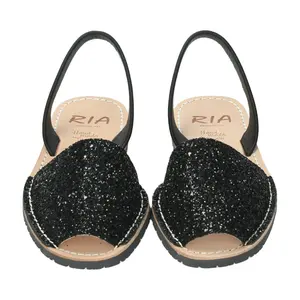 High quality handcrafted menorcan sandals made from sparkling black textile